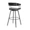 Armen Living Athena 31" Swivel Black Wood Bar Stool in Gray Faux Leather with Black Metal LCATBABLKGRY30 - alternate 8